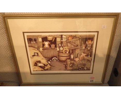 Limited edition print by Linda Jane Smith of Old Cat Donalds Farm 474/850