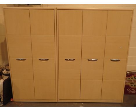 Modern three and two door light wood wardrobes