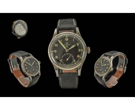 Omega Stainless Steel World War ll Manual Wind Military Issue Wrist Watch. 'all original', ref.no.to back cover  YIO577 - 106