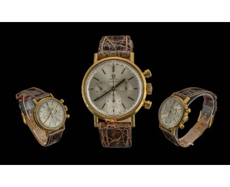 Omega - Seamaster Gents Manual Wind Chronograph Wrist Watch. c.1970s. Features Multi Dials, Tachymeter, Pearl Coloured Dial, 