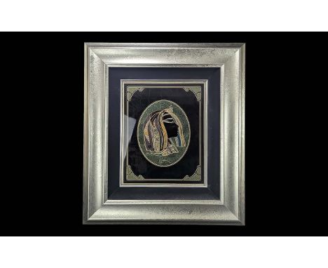 Martiros Manoukian (Armenian-American 1947-2018) 'Cleopatra' Egyptian Female Head Portrait.  Original mixed media on tile (em