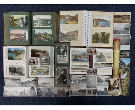 Box of Ephemera, comprising albums of vintage travel postcards, local area interest, photographs from the 1920's, a diploma s