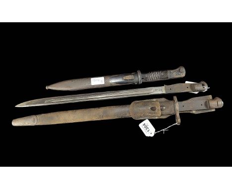 German Bayonet &amp; Scabbard, Second World War Third Reicht, together with two further bayonets, one with scabbard, one with