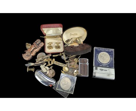 Mixed Bag of Collectables. Includes Coins, Cufflinks, Lighters, Tie Pins etc - Please See Photos.