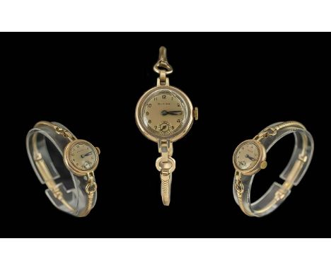 Rolex 1940's Ladies 9ct Gold Mechanical Wrist Watch with 12ct Rolled Gold Bracelet. Case / Dial / Bracelet Good, Working at t