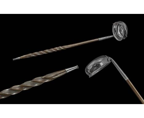 George III Excellent Horn Handle Sterling Silver Toddy Ladle, Tests 925 Silver. c.1800. Length 14 Inches - 35 cms. Weight 75.