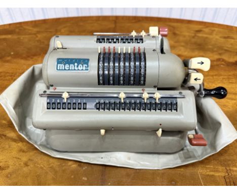 Muldivo Mentor Vintage Calculating Machine. Made in Germany, Model No. WSR 160, No. 204540.  With cover.