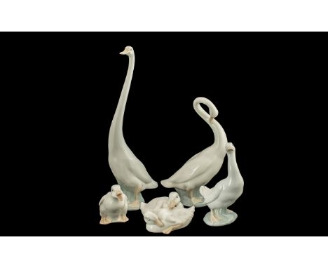 Five Nao Bird Figures, including geese, ducks, swans, etc.