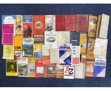 Box of Ephemera, to include Doncella Cigarette Cards of Country Houses and Castles, Michelin Road Maps, Ordnance Survey Maps,