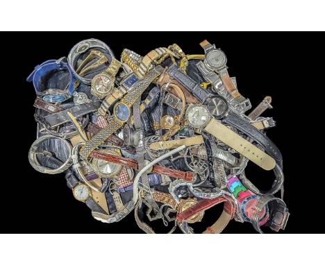 Large Collection of Ladies &amp; Gentlemen's Wristwatches, leather and bracelet straps, various makes to include Citron, Red 