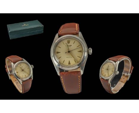 Rolex Oyster Precision All Original Gents Stainless Steel Automatic Watch with Original Rolex Signed Watch Strap, Case Diamet