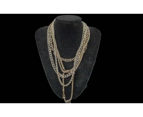 Fine Vintage Collection of Solid and Good Quality Sterling Silver Necklaces, 5 + 1= 6 in total, all marked for sterling silve