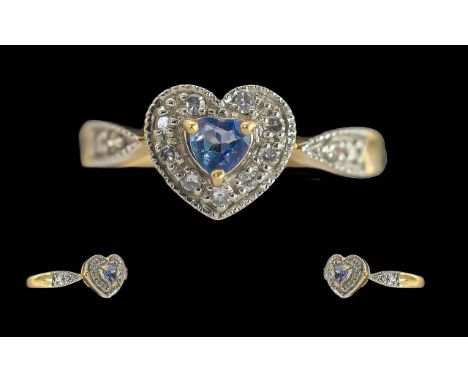 Ladies 9ct White Gold &amp; Amethyst Set Dress Ring. Stamped for 9ct. Ring Size Approx R. Weight Approx 2.7 grams.
