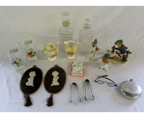 Assorted items inc decanters, silver plate,Royal Albert & Goebel