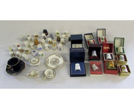 Selection of thimbles inc Spode, Royal Albert and Wedgwood & assorted miniatures