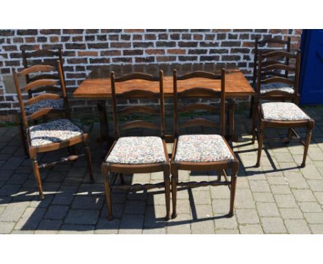 Oak refectory table & 6 ladder back chairs