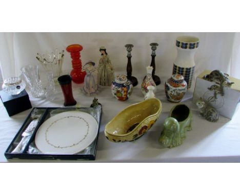 Assorted ceramics and glassware inc Royal Worcester, Coalport, Aynsley & Indian Tree (2 boxes)