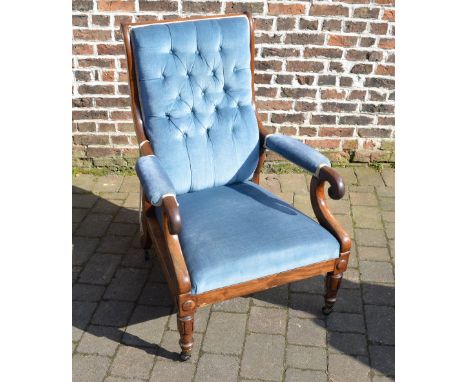 Victorian button back open arm chair