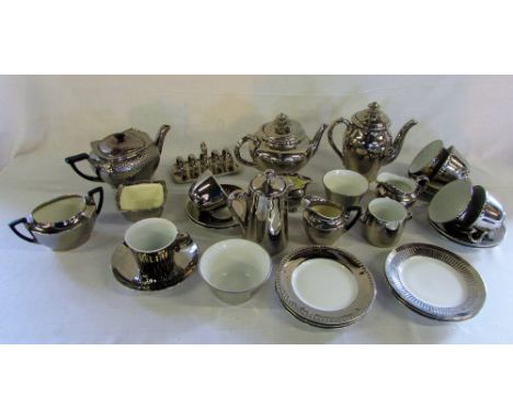 Silver ceramic part tea services by Royal Worcester, Royal Minton & Devonware