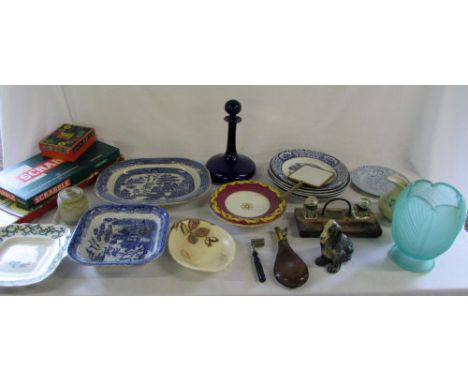 Various ceramics and glassware etc inc decanter & ink stand
