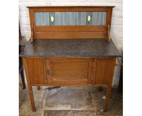 Edwardian marble top washstand with tile back