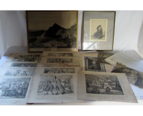 10 Rowlandson engravings 'Picturesque Beauties of Boswell' taken from Nide Journal and published by E Jackson 1786, Rembrandt