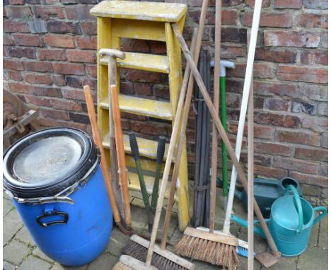 Garden tools including steps, brushes etc