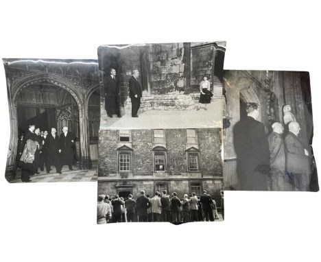Four large black and white photographs of President Nikita Khrushchev and Marshal Buganin, visiting Oxford in 1956. Premier o