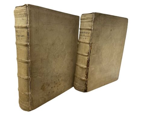 P TERENTII AFRI: COMOEDIAE SEX. 1726 4to, 2 Volumes Period vellum with blindstamped central emblem to boards. Raised sectiona