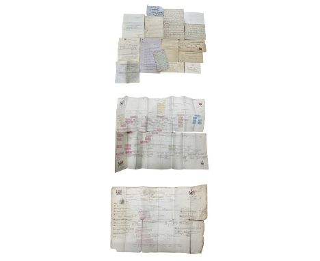 ELPHINSTONE family archive (Scotland), including 2 manuscript family tree with pen and ink colour wash. A letter to Sir howar