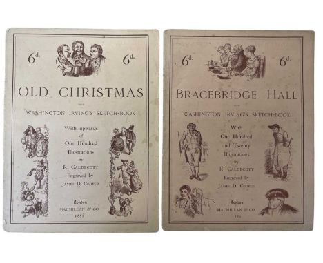 WASHINGTON IRVING'S SKETCHBOOKS: BRACEBRIDGE HALL AND OLD CHRISTMAS, London, Macmillan, 1882. Illustrated by R Caldecott, bou