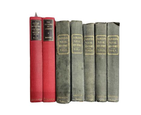 Military history: WILLIAM JAMES: THE NAVAL HISTORY OF GREAT BRITAIN, Volumes 1, 3 - 6, London, Richard Bentley, 1837. Blue cl