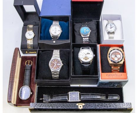 A collection of gents vintage and later dress wristwatches to include automatic, comprising steel and plated cases, quartz an