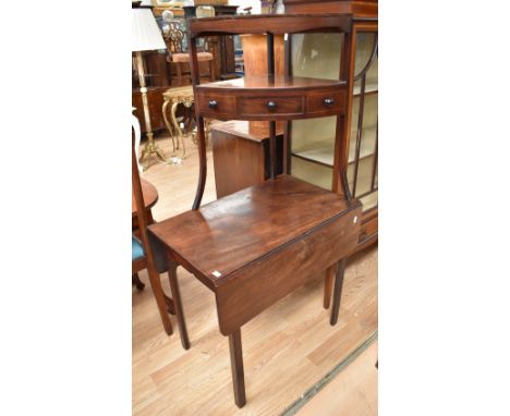 George III mahogany dropleaf sofa table together with a George III mahogany corner washstand