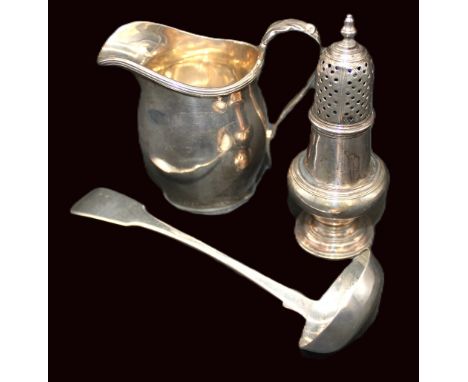 A George II silver sugar caster, of baluster shape on circular footed base, hallmarked by George Rous, London, 1759, approx. 