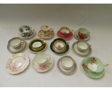 A collection of Paragon and Aynsley decorative cups and saucers along with other Staffordshire maker. 11 sets in total (1 AF)