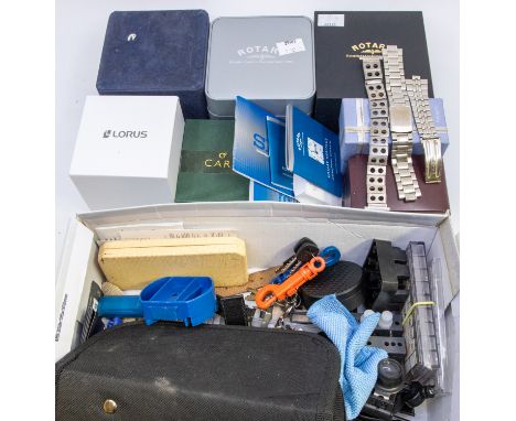 Generic and branded watch boxes along with some watch tools (1 box)&nbsp;