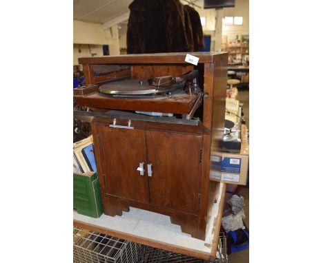 Vintage Plus-A-Gram Broadcaster record player in walnut veneered cabinet