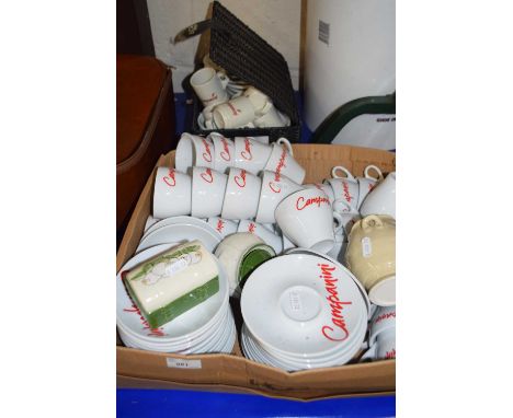 Quantity of modern porcelain coffee and tea cups with saucers