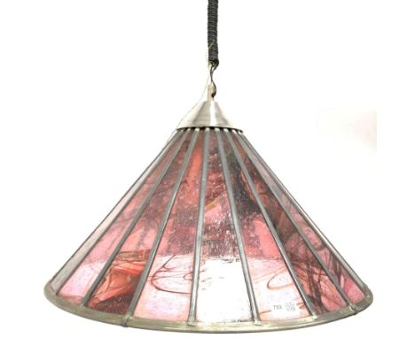 Mid 20th century Scandinavian leaded glass light fitting, D58cm 