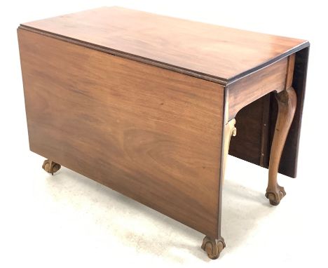  Early 20th century mahogany gate leg drop leaf dining table, with drawer to one end, raised on cabriole supports with ball a