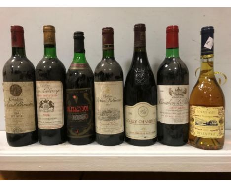 Seven mixed bottles: Tokaji 2001, Disznoko, 4 puttonyos; Gevrey Chambertin 1993, J P Marchand; Chateau Cambon La Pelouse, Hau