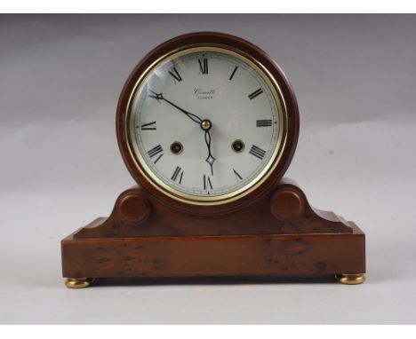 A 19th century style Comitti mantel clock, in yew case, 10" wide 