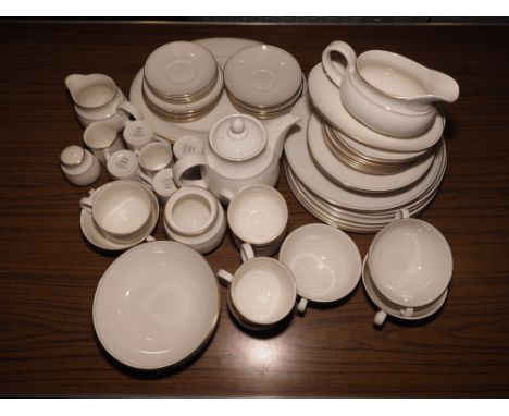 A St Michaels "Lumiere" pattern part combination service, including a teapot, a sauce boat, teacups, coffee cans, plates, etc