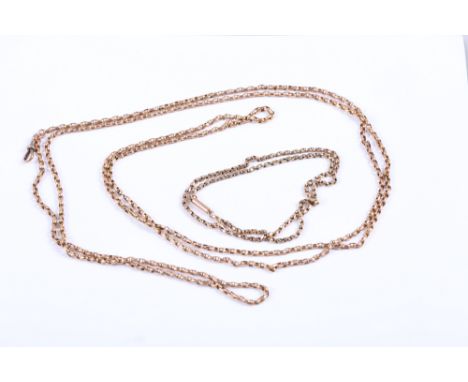 A 9ct gold guard chain, 26g, and a similar necklace, 6.7g 