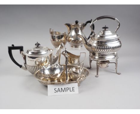 A quantity of silver plate, including a teapot, on stand, another similar teapot and an assortment of loose and cased cutlery