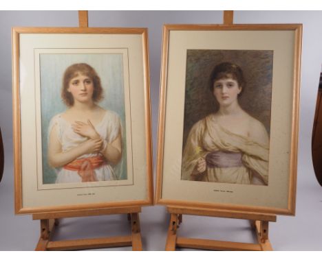 Edward Tayler: a pair of watercolour portrait studies, girls in classical dresses, 15 1/4" x 9 5/8", and one other watercolou