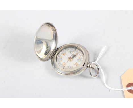 An early 20th century pocket compass, in chrome hunter case with hanger, front engraved "C Haseler Birmingham VI 7812 1918"