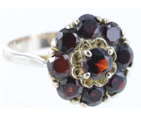 Yellow Metal (tests 9ct Gold) Garnet Ring size N weight 3.9g