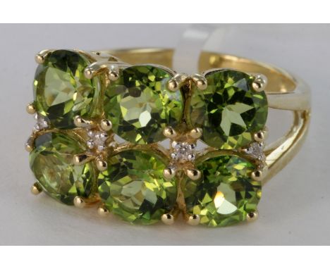 Gems TV 9ct Kiwi Topaz and Diamond Ring with COA size N weight 5.3g